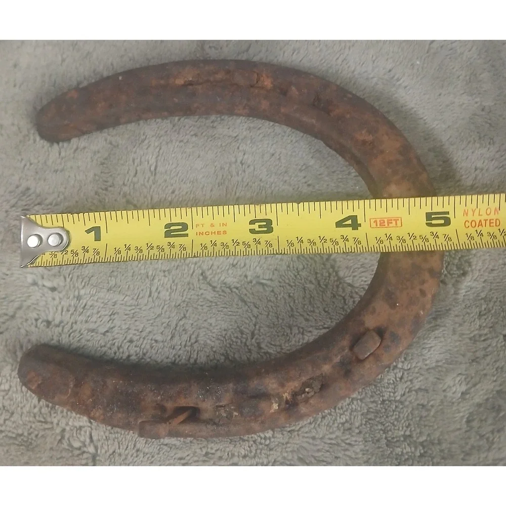 Vintage Rusty Iron Horseshoe with Nails Authentic Farmhouse Good Luck Charm Deco